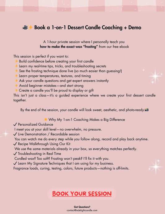 1-on-1 Dessert Candle Coaching + Demo (60 minutes)